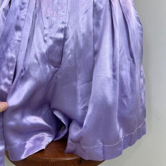Brand New Sabina Musayev Women's Small Lilac Purple James Shorts Belted Satin - Picture 4 of 16